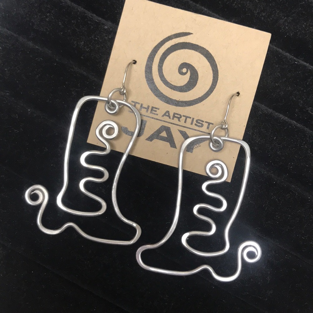 Aluminum Cowboy Boot Earrings